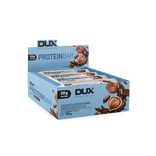 CAIXA PROTEIN BAR 60G 12 UNIDADES - DUX NUTRITION SABOR:CHOCOLATE E AVELÃ