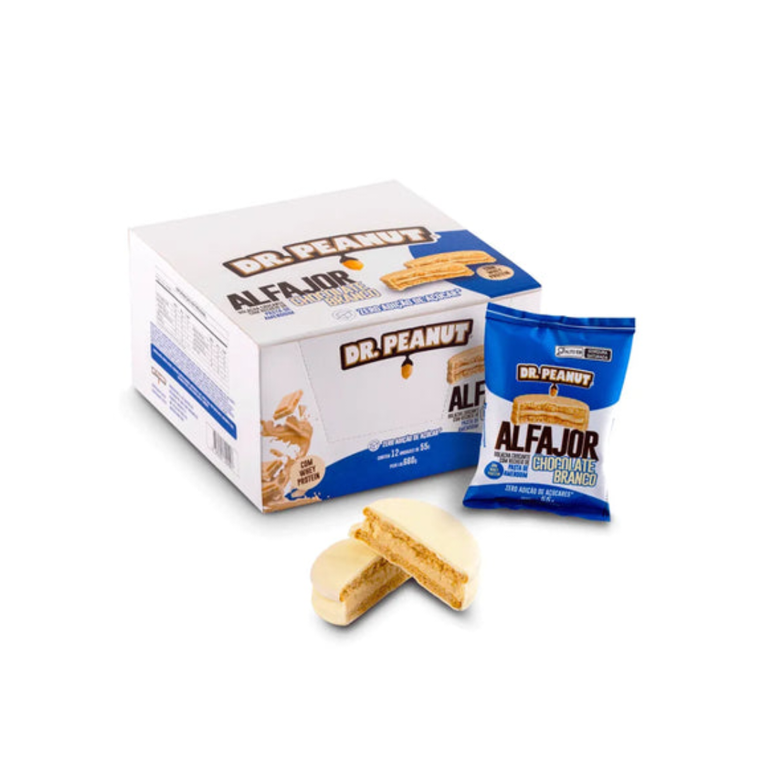 CAIXA ALFAJOR 55G 12 UNIDADES - DR PEANUT SABOR:CHOCOLATE BRANCO