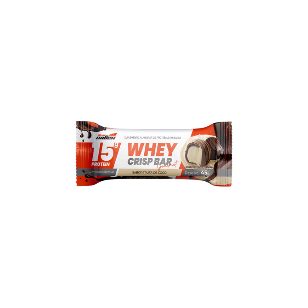 CAIXA WHEY CRISP BAR 45G 12 UNIDADES-  NEW MILLEN SABOR:TRUFA DE COCO