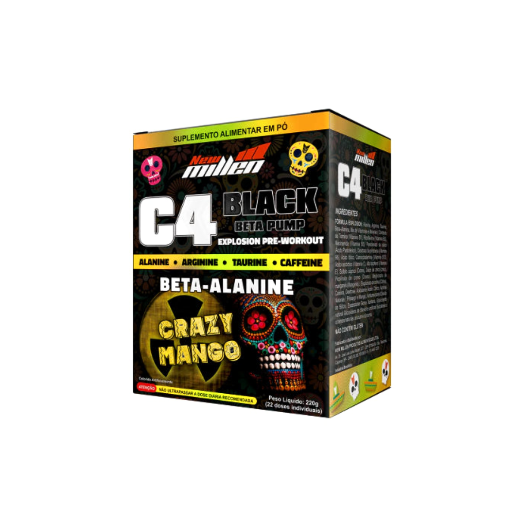 CAIXA C4 BLACK BETA PUMP 10G 22 DOSES - NEW MILLEN SABOR: CRAZY MANGO