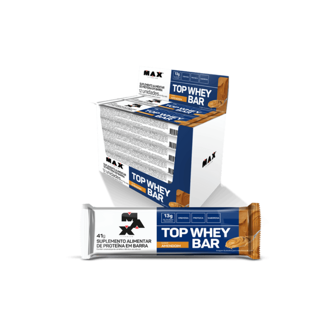 TOP WHEY BAR 41G-MAX TITANIUM (CX 12 UNIDADES) SABOR:AMENDOIM