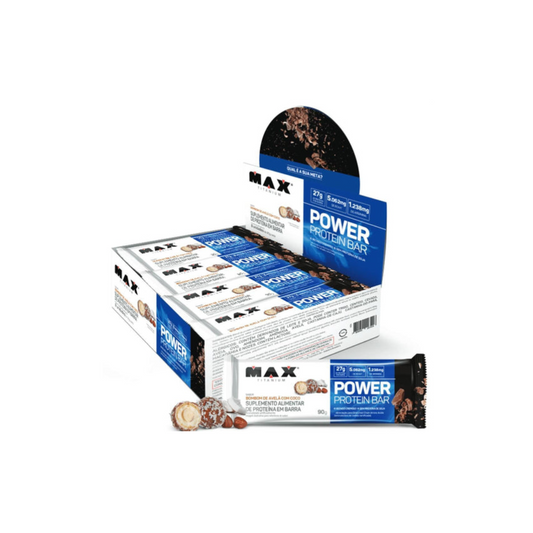 CAIXA POWER PROTEIN BAR 90G 8 UNIDADES - MAX TITANIUM SABOR:CHOCOLATE COM COCO