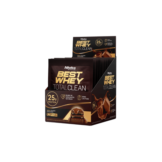 CAIXA SACHE BEST WHEY TOTAL CLEAN 36G 15 UNIDADES- ATLHETICA NUTRITION SABOR:DOUBLE CHOCOLATE