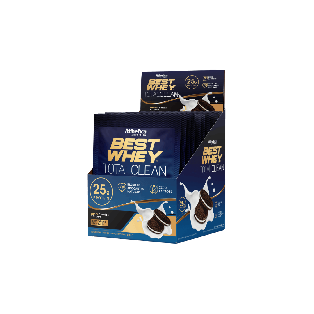 CAIXA SACHE BEST WHEY TOTAL CLEAN 36G 15 UNIDADES - ATLHETICA NUTRITION SABOR:COOKIES