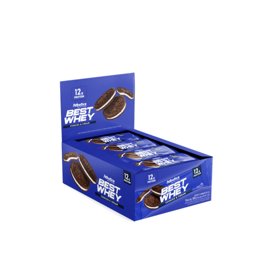 CAIXA BAR BEST WHEY 49G 12 UNIDADES- ATLHETICA NUTRITION SABOR:COOKIES