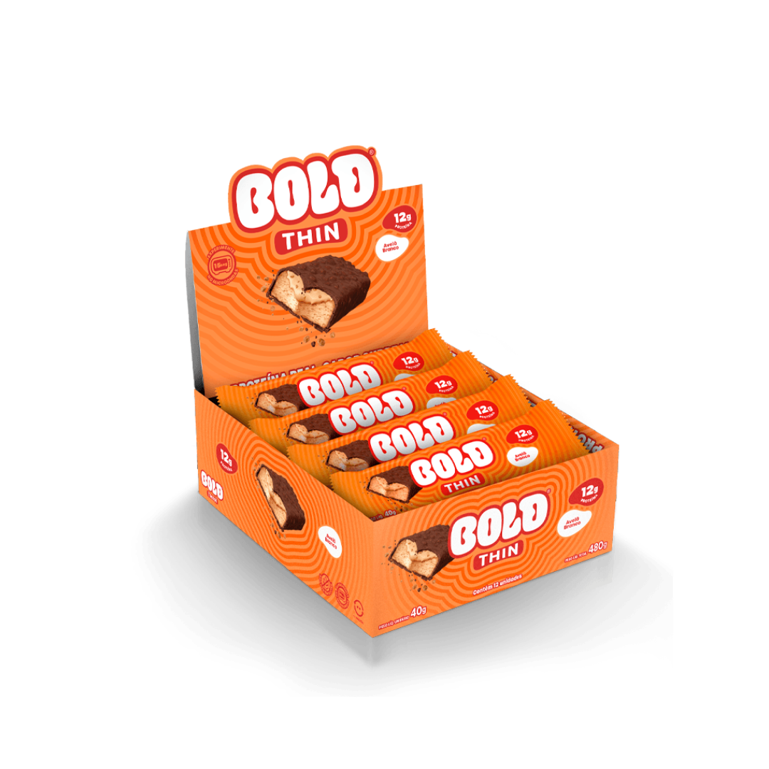 CAIXA BOLD BAR THIN 40G 12 UNIDADES- BOLD SNACKS SABOR:AVELÃ BRANCO