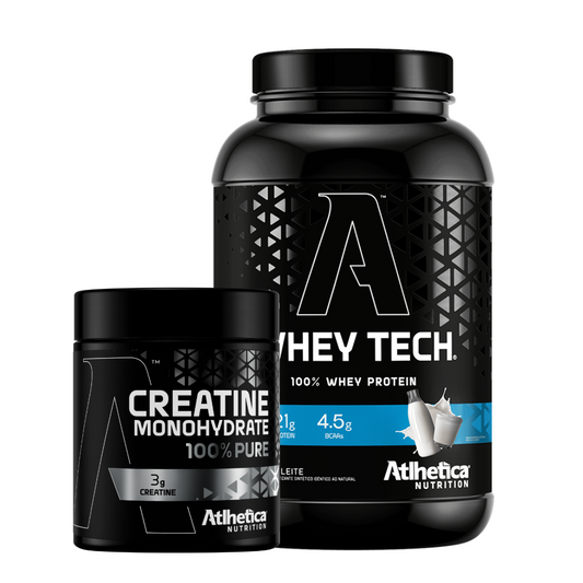 KIT BÁSICO WHEY TECH 900G - ATLHETICA NUTRITION SABOR:LEITE