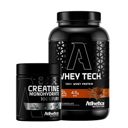 KIT BÁSICO WHEY TECH 900G - ATLHETICA NUTRITION SABOR:CHOCOLATE