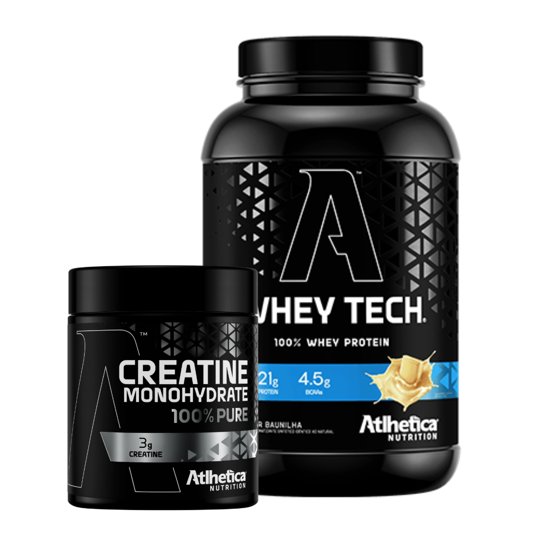 KIT BÁSICO WHEY TECH 900G - ATLHETICA NUTRITION SABOR:BAUNILHA