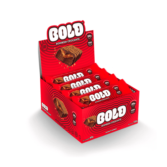 CAIXA BOLD BAR 60G 12 UNIDADES- BOLD SNACKS SABOR:BOMBOM CROCANTE