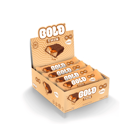 CAIXA BOLD BAR THIN 40G 12 UNIDADES - BOLD SNACKS SABOR:CARAMELO E AMENDOIM