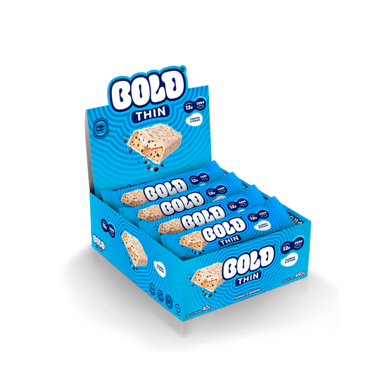 CAIXA BOLD BAR THIN 40G 12 UNIDADES - BOLD SNACKS SABOR:COOKIES E CREAM